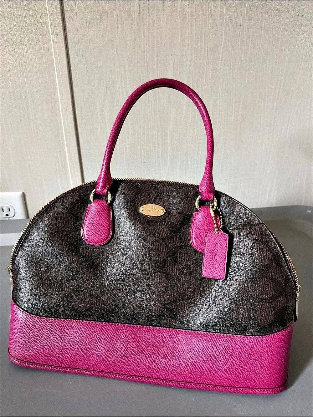 Coach Mini Sierra Satchel in Signature Coated Canvas and Crossgrain Leather
